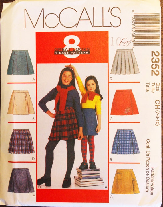Sewing Pattern Girls Skort Pattern 4 Styles McCalls School belle skort pattern girls uniform skirt sewing
