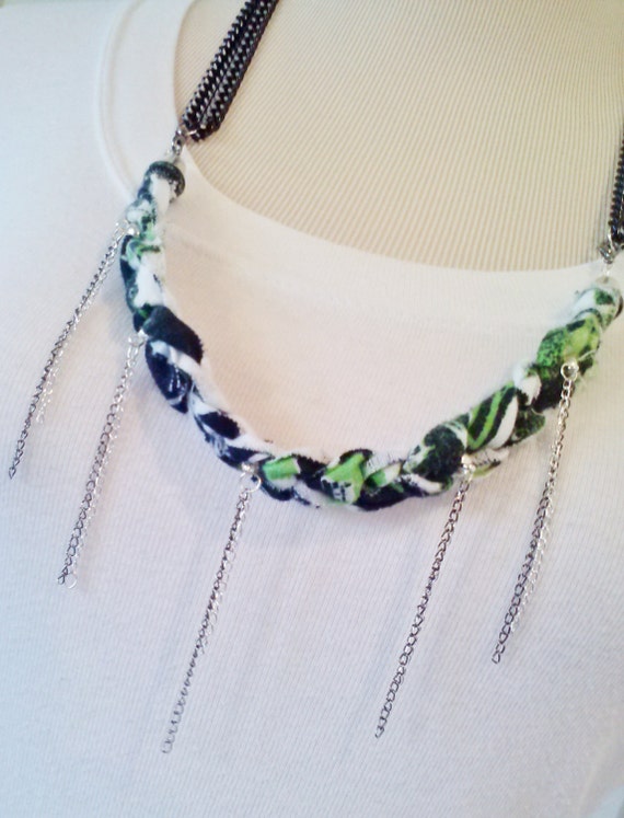 Braided Fabric Necklace Black Chain by LittleArtisanSupply ...