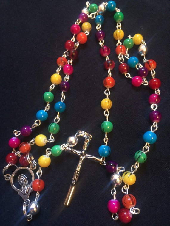 Handmade Rosary Rainbow Catholic Rosary Prayer By Heidissigns