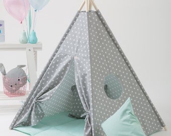 Canvas Teepee, Play Tent, Kids Teepee, Childrens Teepee, Teepee Tent, Tipi, Playhouse, Teepee SET Including Poles Tent Tipi Canvas