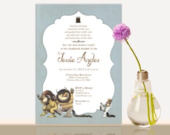 Where the wild things are invitation, Where the wild things are baby shower invitation, Where the wild things are baby shower party