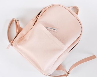 Nude leather backpack - CARBON