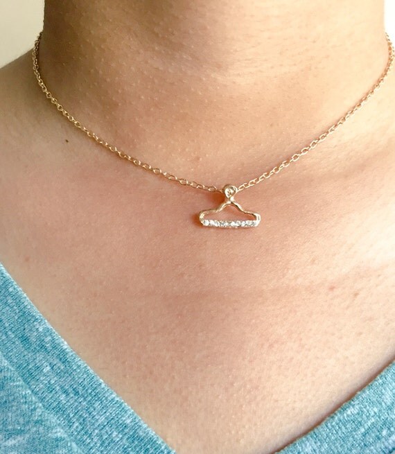 Tiny Gold Hanger Necklace Crystal Hanger by JCJCOLLECTIONS on Etsy