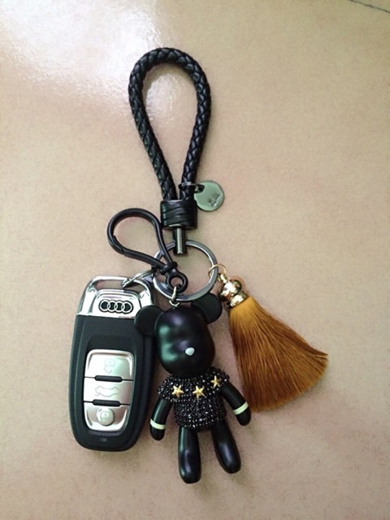 leather teddy bear keychain