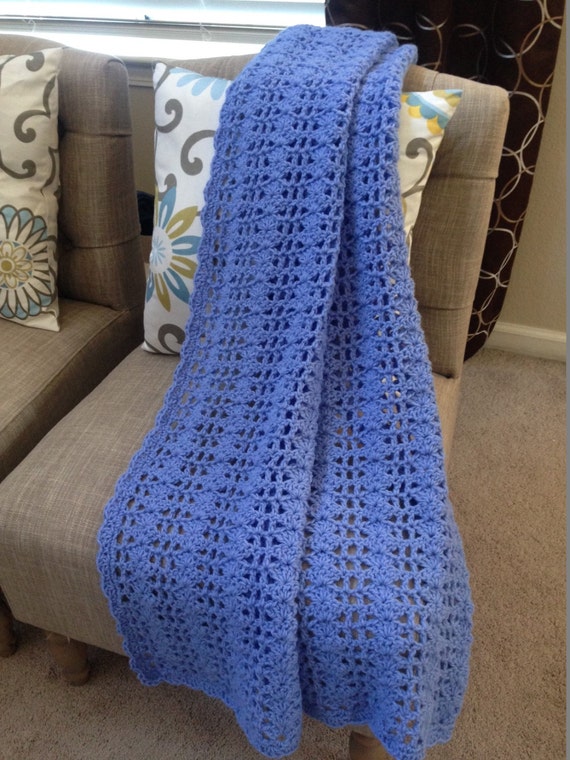 Periwinkle Crochet Blanket Crochet Blanket Blue Crochet