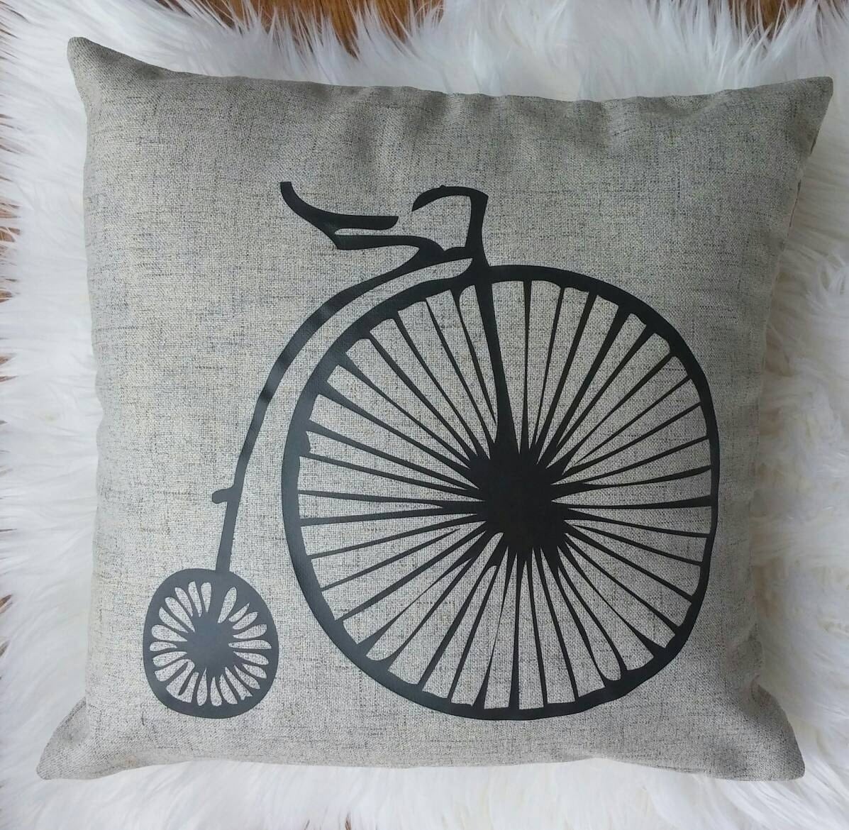 Unique Modern Decorative Home Decor Throw Pillow Retro Bike
