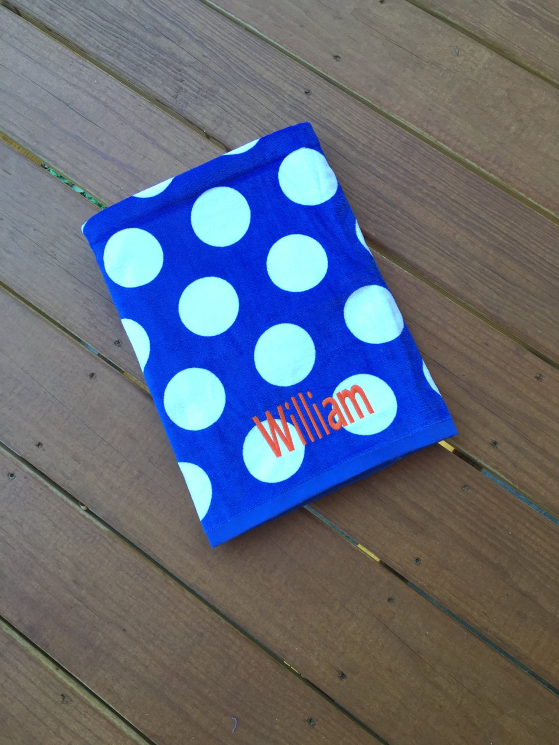 Oversized kids Beach Towel Personalized Name Pink Polka