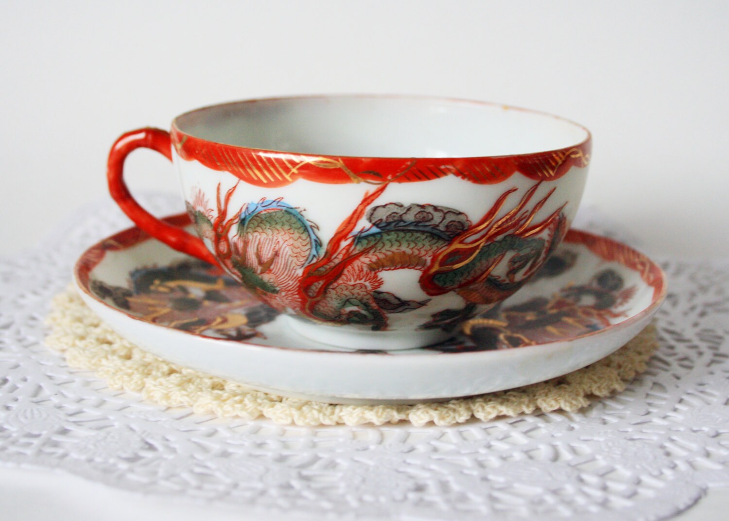 Japan Porcelain Dragon Tea Cup Japan Hand by AntiquesfromAmy