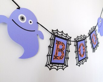 Boo Banner, Happy Halloween, Halloween Banner, Blue and black Halloween banner, Ghost Banner, Boo, Halloween Party Decor