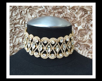 Gold Vintage Rhinestone Choker #C101