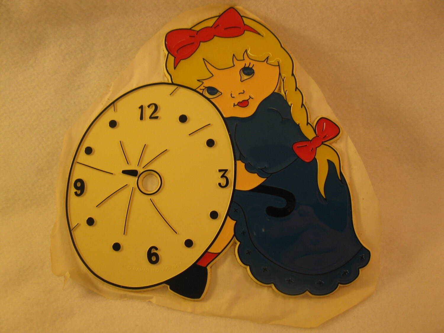 Vintage plastic clock face Little Girl With Umbrella For