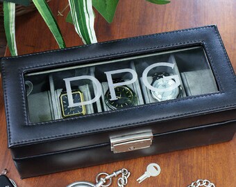 Mens Leather Watch Box - Personalized Watch Box Groomsmen's Gift - Father's Day Gifts - Gifts For Men - Fathers Day Gifts - Groomsmen Gifts