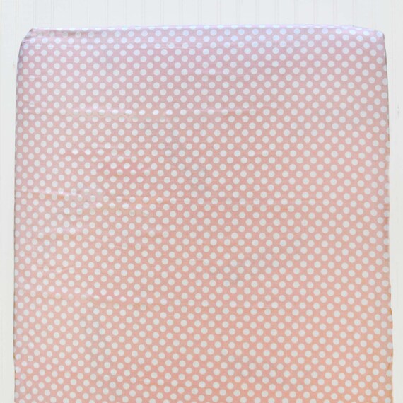 Pink Polka Dot Cotton Fitted Crib Sheet by ThreeWishesBeddingCo