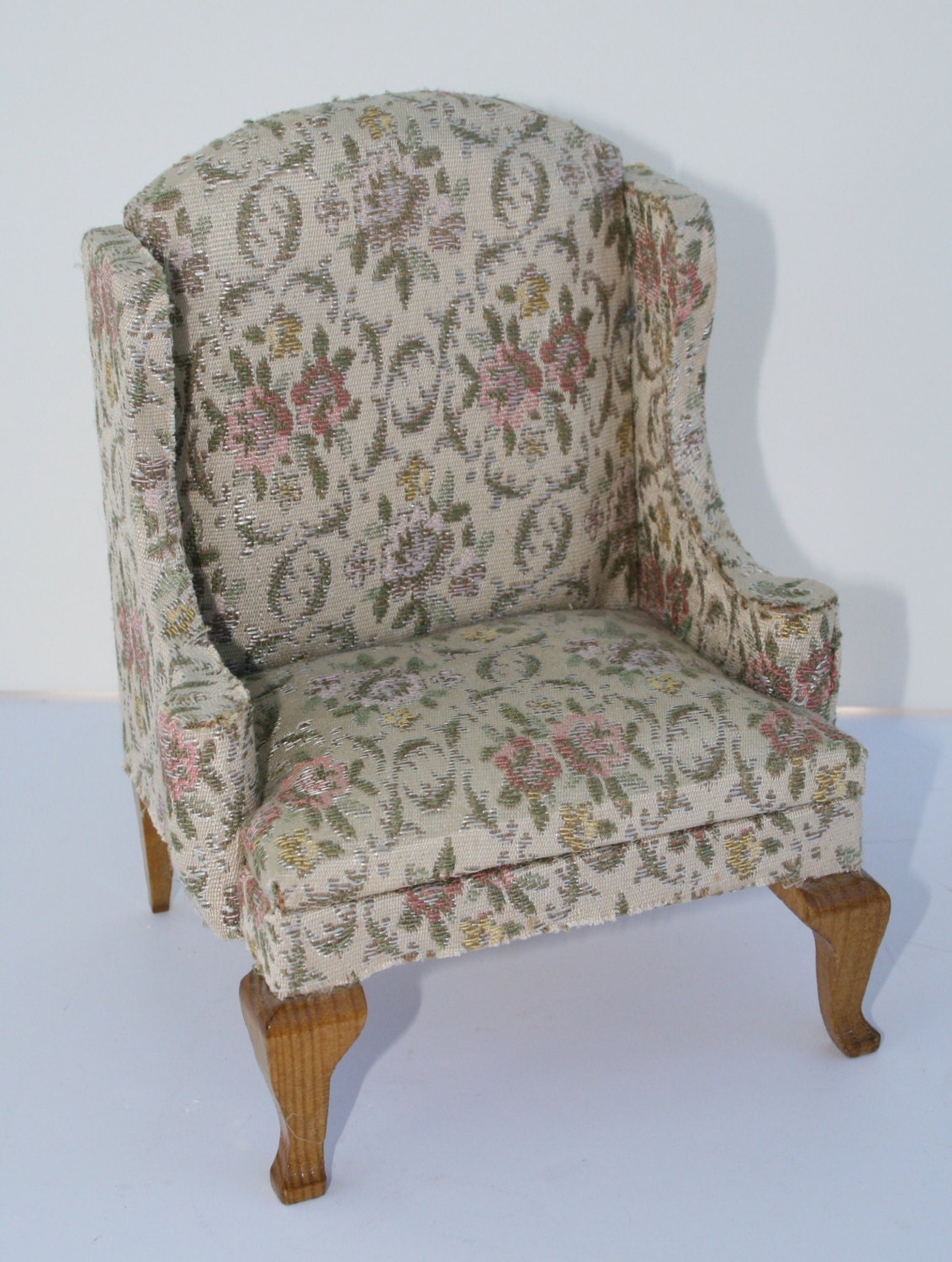 Vintage doll chair; upholstered bear chair; doll furniture; bear easy