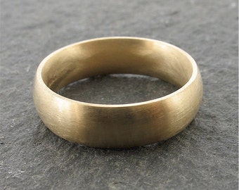 Wedding ring, Yellow Gold court mans 6mm wedding band with full brushed finish