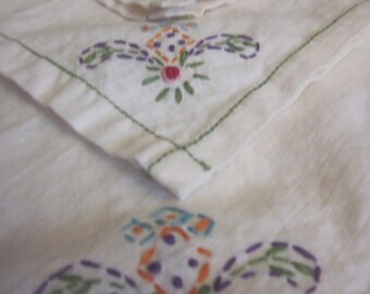 HAND EMBROIDERED NAPKINS Set of Four Festive Design