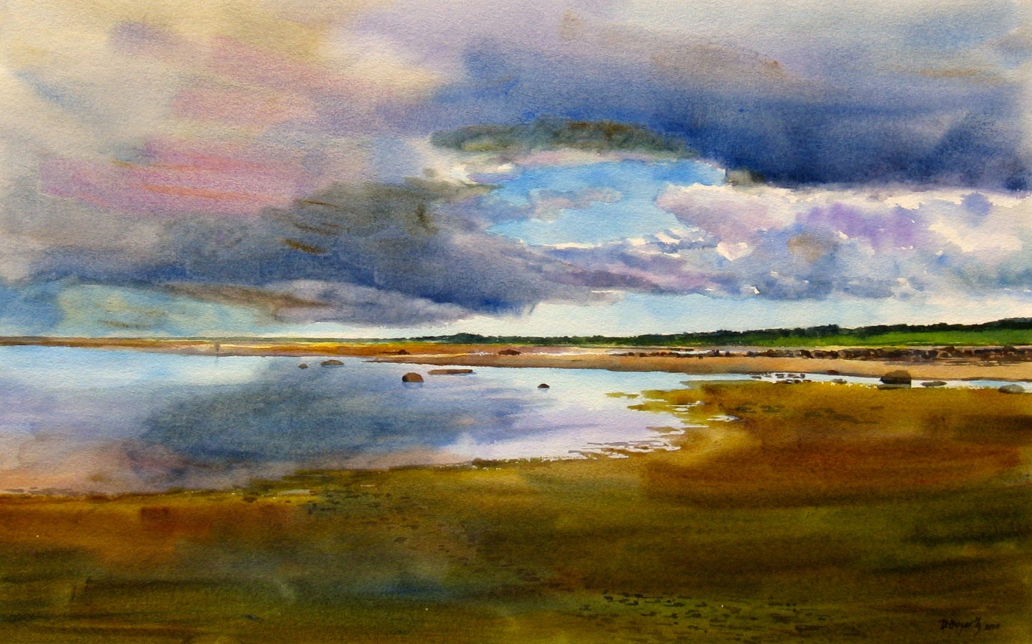 Watercolor of Cape Cod Bay original watercolor of Cape Cod