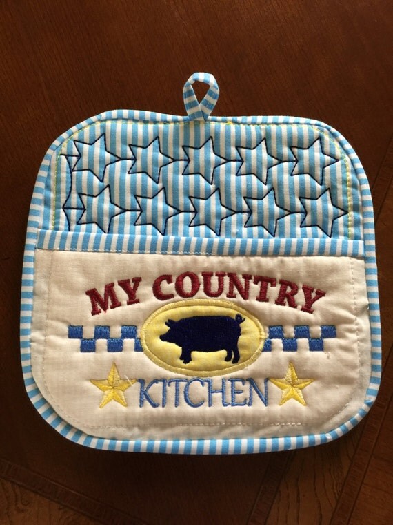 Country Kitchen Embroidered Pot Holder by joylynnDesigns on Etsy