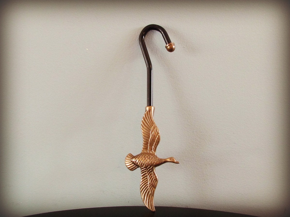 Vintage Brass Fireplace Chimney Flue Puller Hook Damper Pull Flying