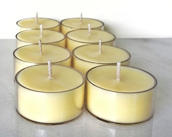 Beeswax & Coconut Oil Tea Light Candles - 100% beeswax - coconut oil - natural beeswax - natural bees wax - beeswax tealights - bees wax