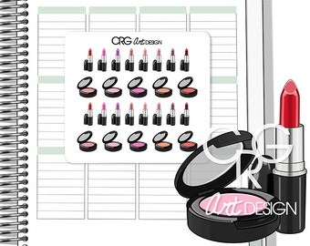 Make Up Stickers Blush and Lipstick | Planner Erin Condren Plum Planner Filofax Sticker
