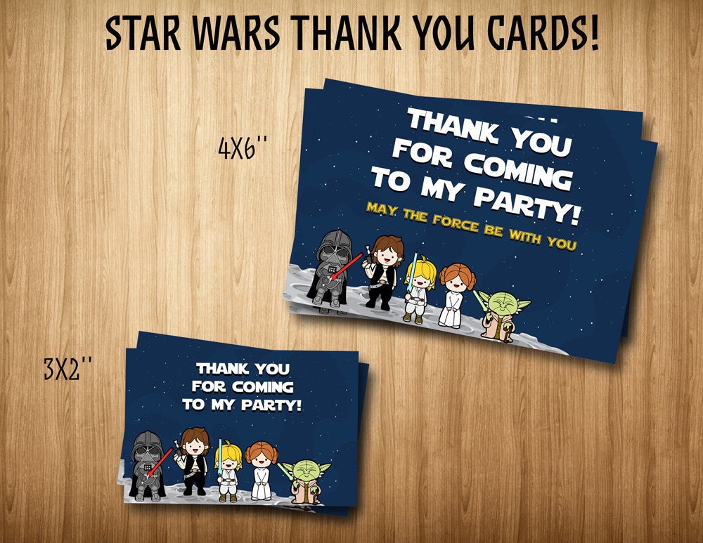 Star Wars thank you cards Star Wars party by SuperInstantParty