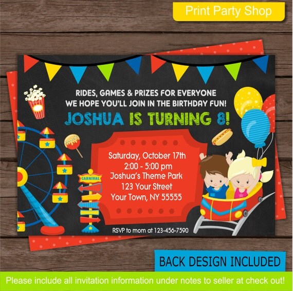 Amusement Park Invitation / Birthday Invitation