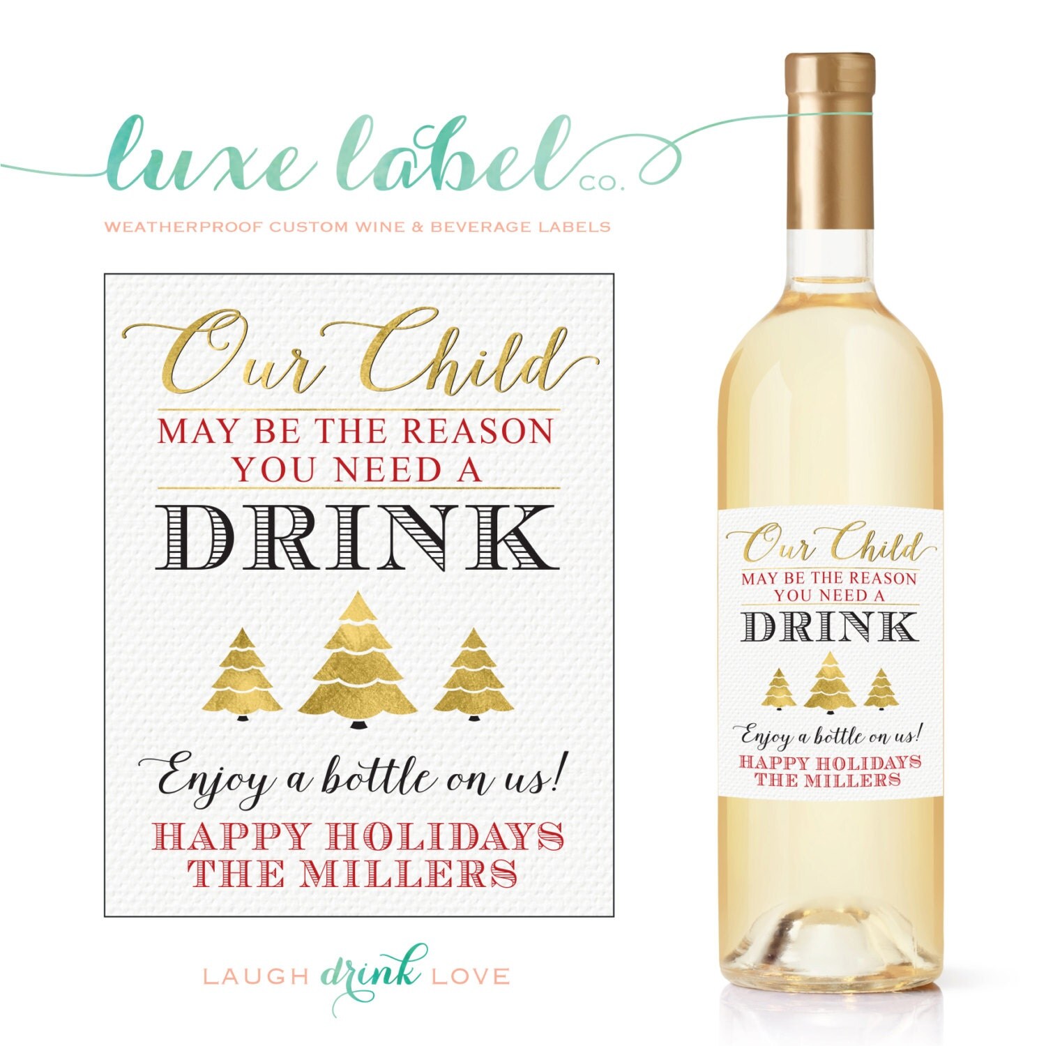 teacher christmas wine label personalized teacher