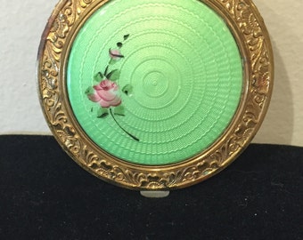 Sale 10% off--Vintage Evans Guilloche Compact