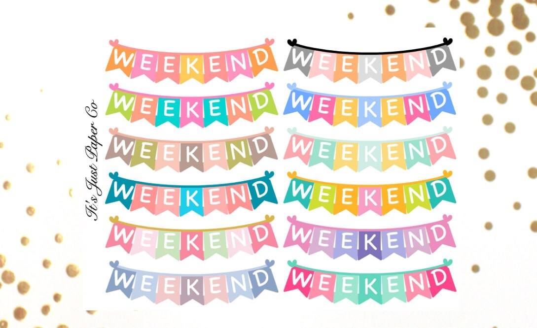 12 Weekend Banners Planner Stickers by ItsJustPaperCo on Etsy