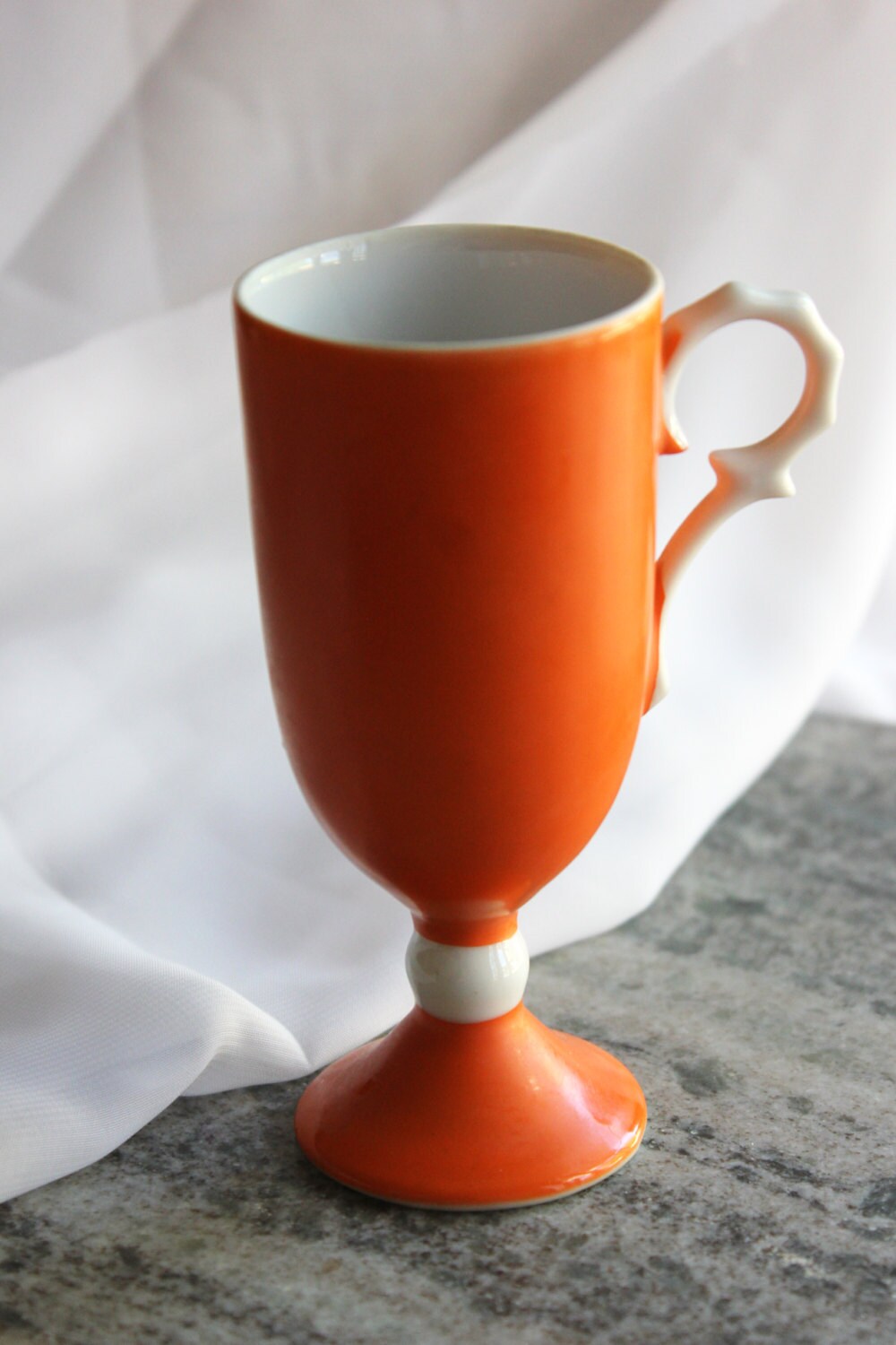 Orange Cup and Saucer Set Vintage Orange Cup and Saucer Set