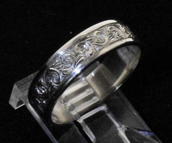  Wedding  Band Silver Ring  Hand Engraved by McFarlinsStudio