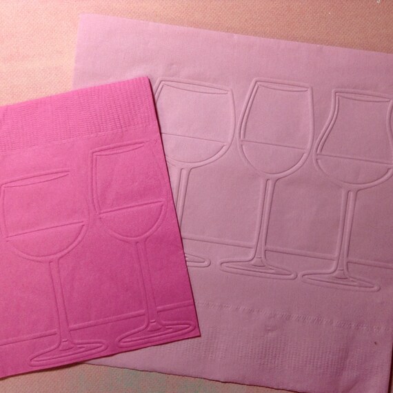 Wine Glass Napkins Embossed Paper Napkin Wedding by PaperEvent