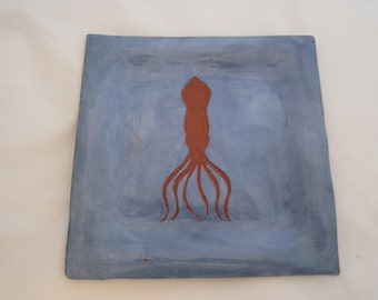 Ceramic Blue Squid Plate
