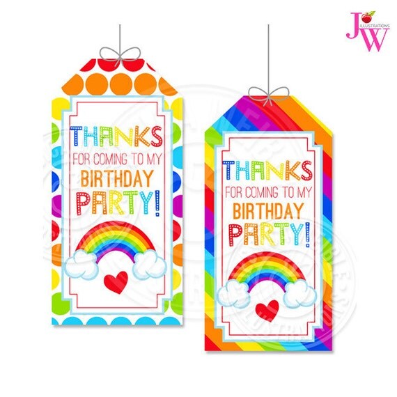 Rainbow Pretty Printable Gift Tags Rainbow Party Favor Tags