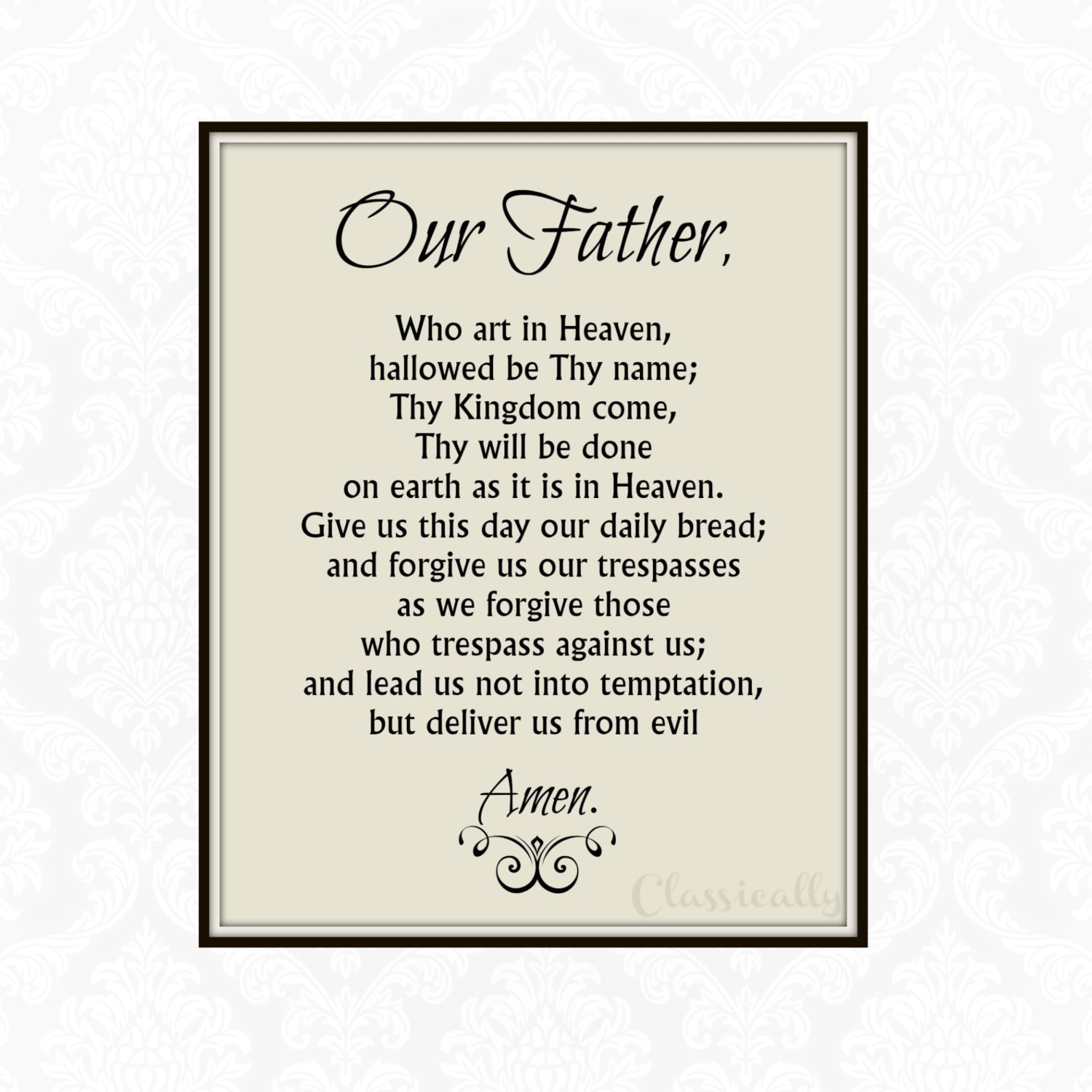 our father prayer printable catholic print lords