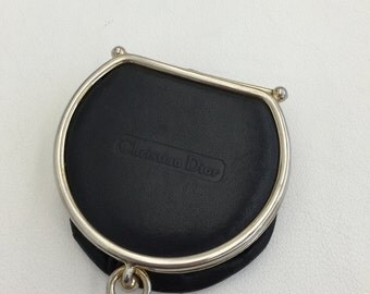 Vintage Christian Dior black leather coin purse