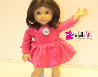 American made Girl Doll Clothes, 18 inch Girl Doll Clothing, Hot Pink Ice Skater outfit made to fit like American girl doll clothes