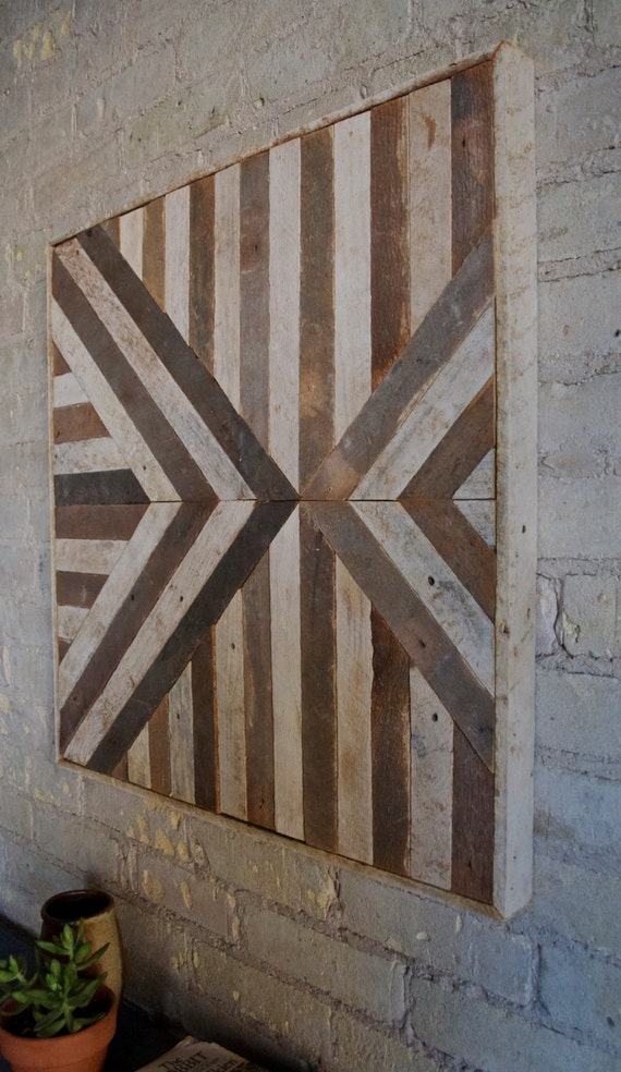 Reclaimed Wood Wall Art Lath Triangle by EleventyOneStudio on Etsy