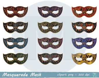 Masquerade Masks- Digital Clip Art for Scrapbooking Card Making Cupcake Toppers Paper Crafts - instant download digital file - PNG