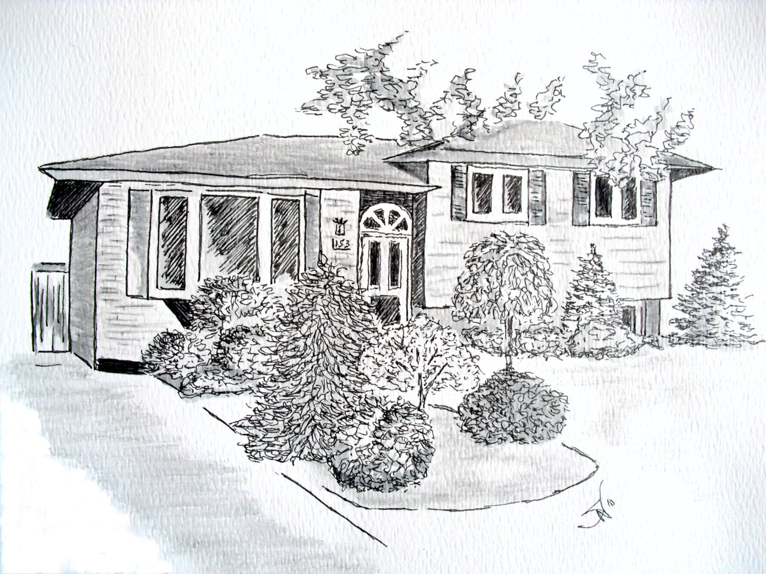 Thank you gift from Realtor ink sketch of your home thank