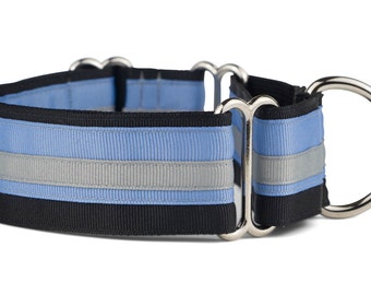 Black Ice Martingale Dog Collar, Italian Greyhound Collar, Small, Medium, Large, Adjustable, Designer, Made in USA, Limited Slip Dog Collar