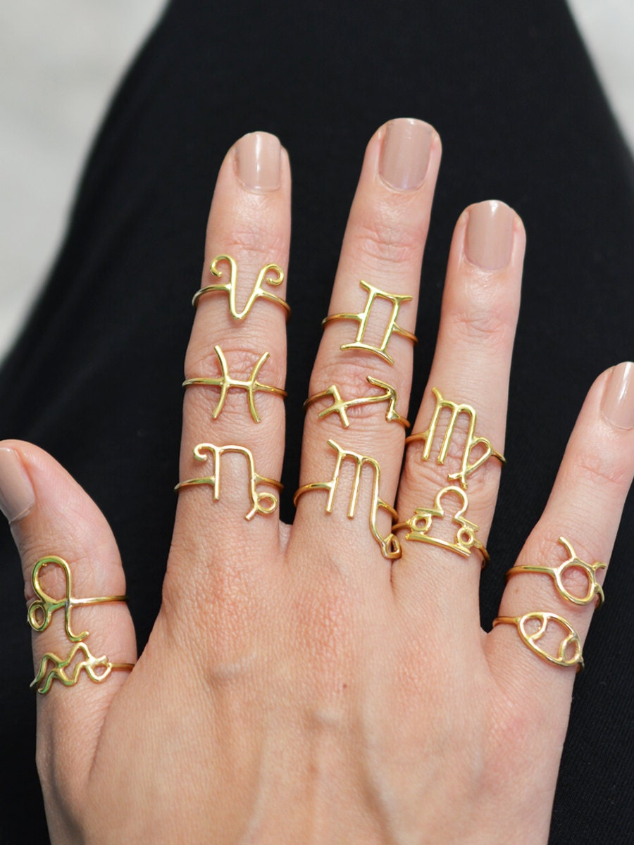 Sterling Silver Horoscope Rings / Personalized Astrology Rings