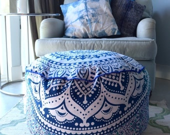 Huge mandala tapestry pouf, mandala cushion cover, boho ottoman, bohemian floor cushion, boho seating, boho decor, boho seating