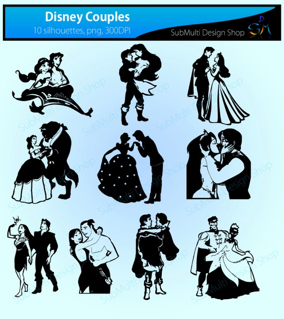 Disney Couples Silhouettes Made For Each By Submultidesignshop 