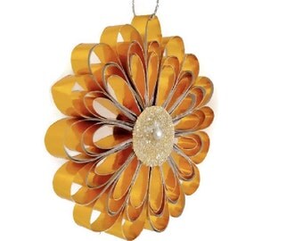 Gold Quilled paper snowflake, Quilled Christmas Ornament, Christmas tree decor, home decor, Christmas Wedding favor, Christmas party decor