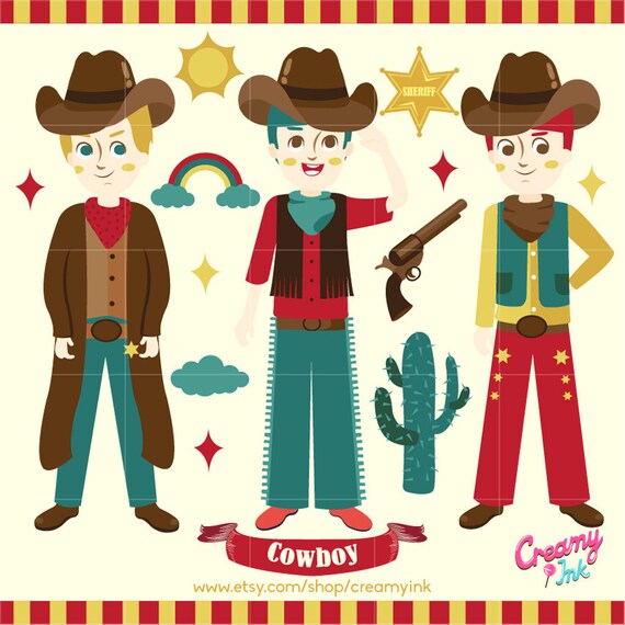 Cowboy Digital Vector Clip art / Cowboys Clipart Design