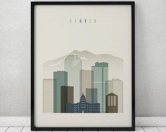 Denver print, Poster, Wall art, Colorado cityscape, Denver skyline, City poster, Typography art, Home Decor, Digital Print, ArtPrintsVicky.