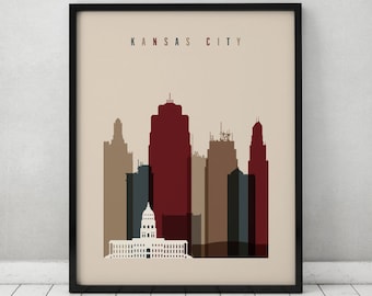 Kansas City print, Poster Wall art Kansas cityscape Kansas City skyline City poster Typography art Home Decor Digital Print ArtPrintsVicky.