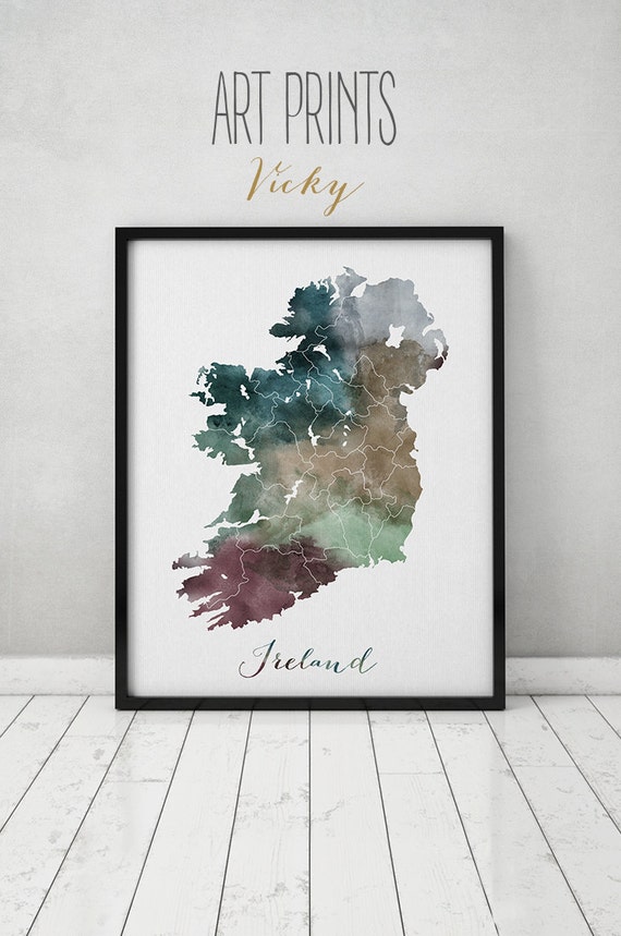 Ireland watercolor map Ireland Wall art Ireland map poster